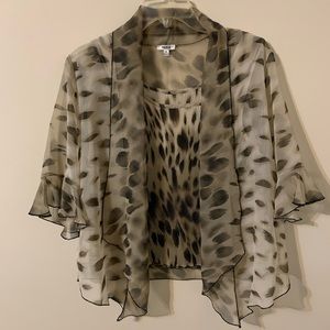 NICOLA Top, 2 pieces, attached cami and lightweight, sheer open front cover up